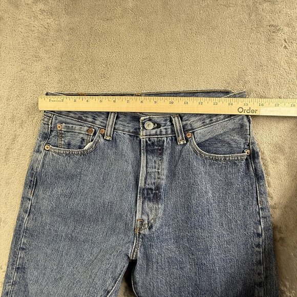 Levis 501 Jeans Mens 30x30 Blue Denim Button Fly Grunge Faded Straight Pants Y2K - Picture 7 of 16